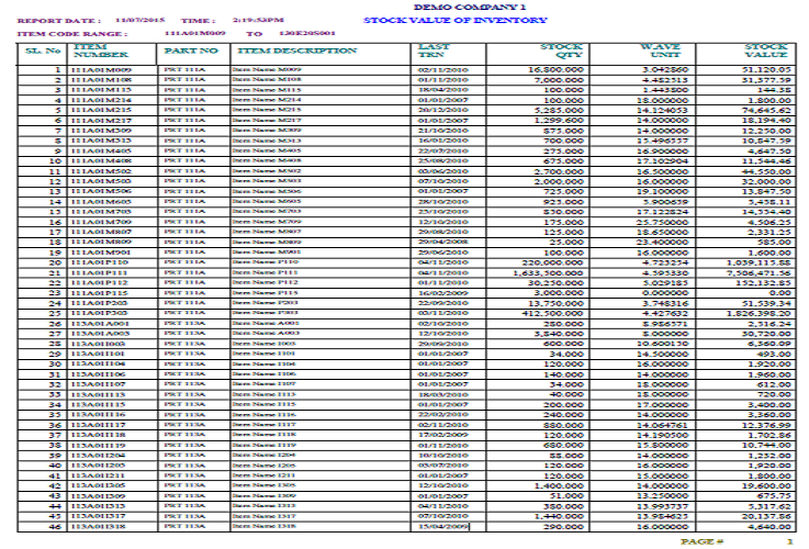 Stock Value